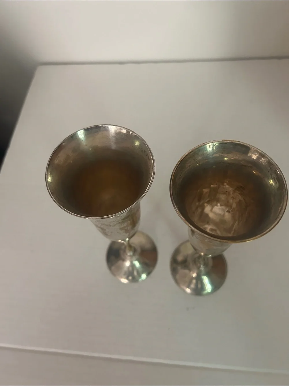 Silver-Tone Fluted Champagne Flutes - Pair